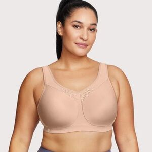 Glamorize Sport Tan Sports Bra Smooth Adjustable Straps High impact 36DD